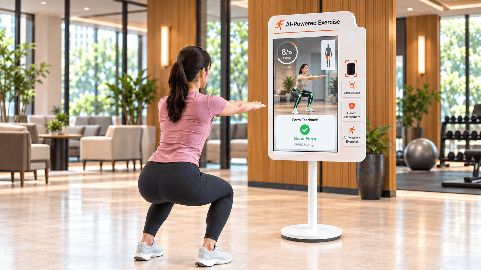 Visitor following AI-powered exercise on GOFA Connected Health Hub